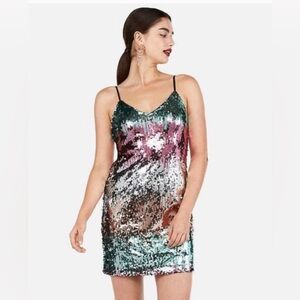 NWT EXPRESS Sequin Multicolor Mini Dress - M